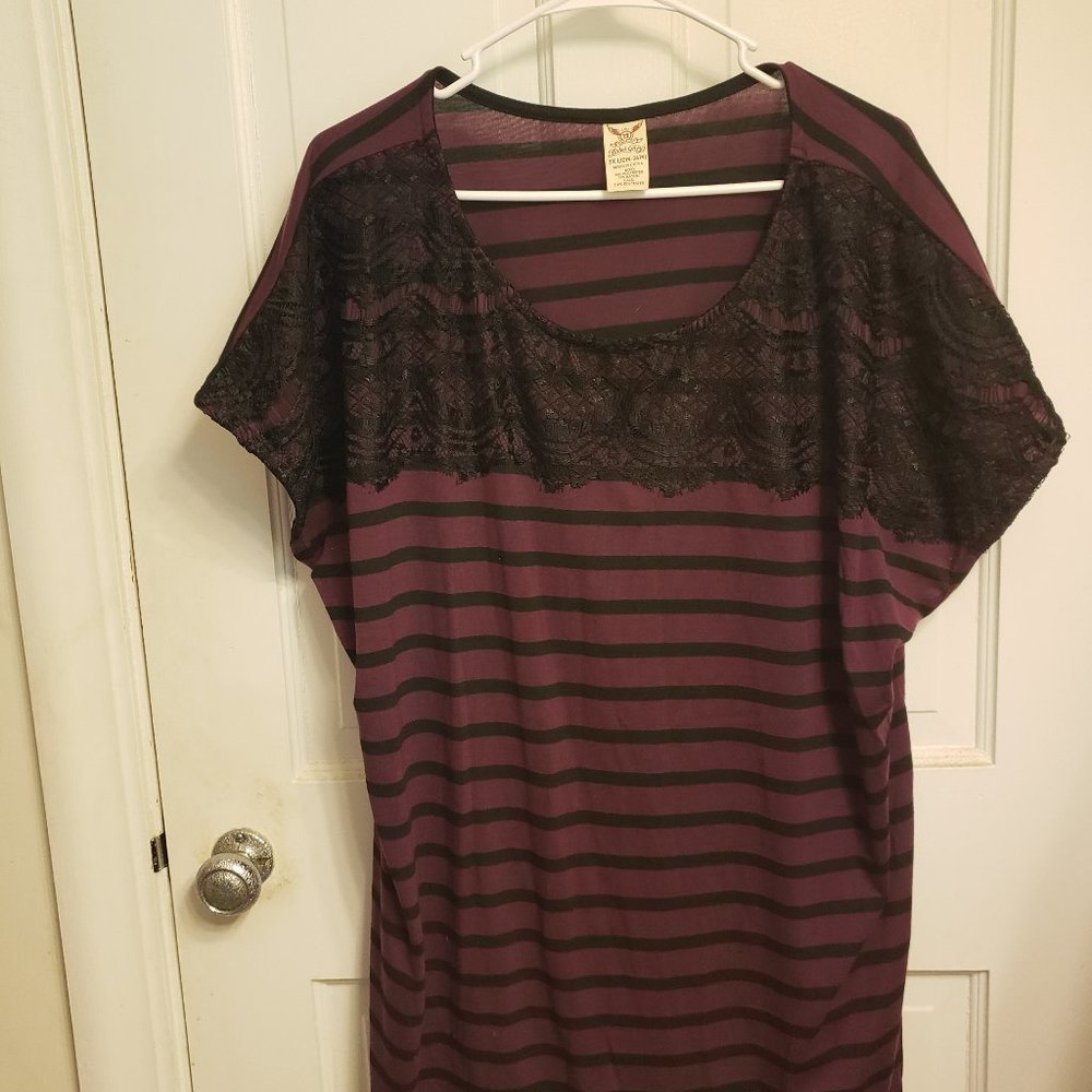 Faded Glory Lace/Stripe Shirt